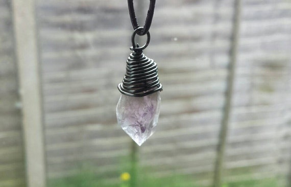 Raw crystal necklace. Mens necklace. Raw by empoweredcrystals
