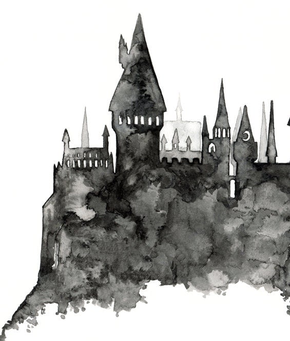 Hogwarts Painting Print from Original Watercolor Painting