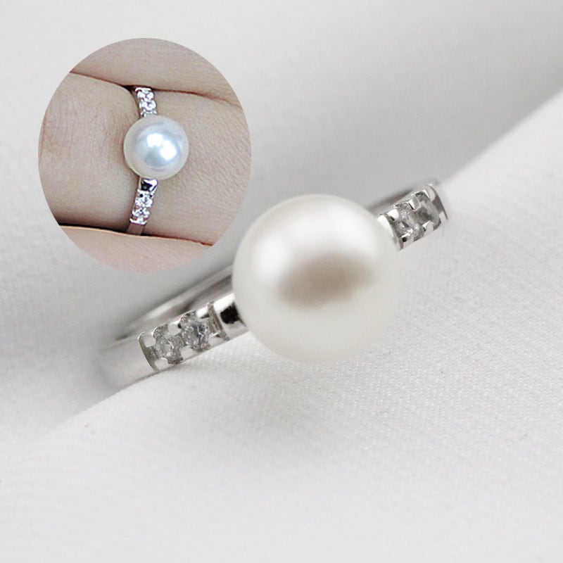 Pearl wedding rings for womenopen pearl ringinexpensive