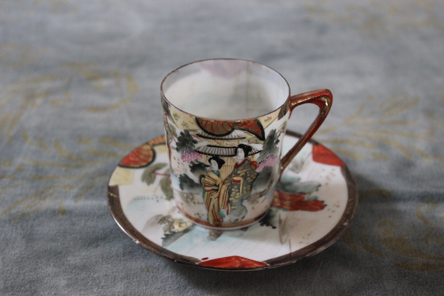 Japanese Geisha Tea Cup and Saucer