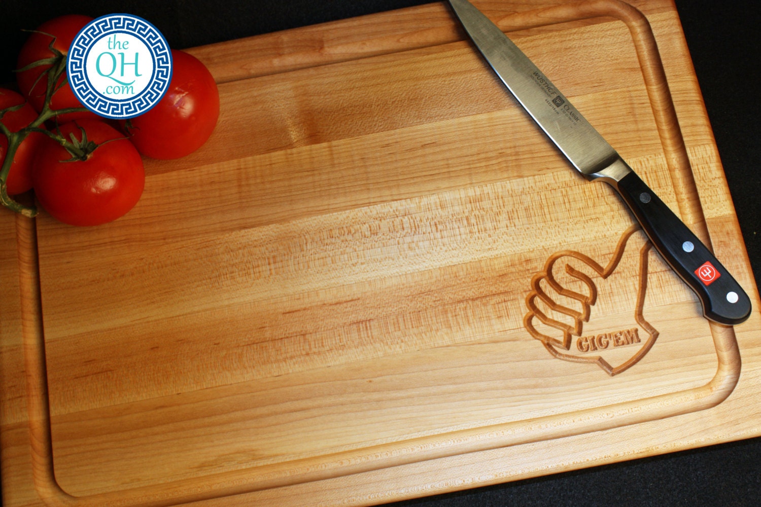 BOOS Custom Cutting Board 12x18x1.5 w/ Engraved Gig Em