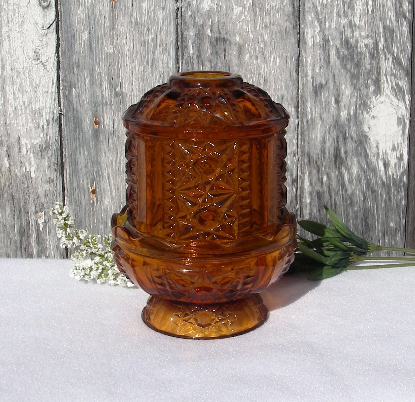 610 New fairy light candle holder 866 Vintage Fairy Light Candle Holder Amber by tnjsvintagetreasures 