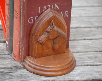 antique saddle horse bookends