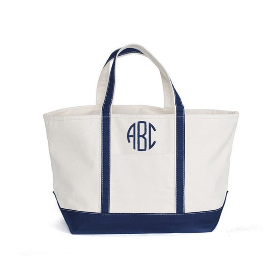 Zipper Top Monogrammed Canvas Boat Tote Large by embroiderybybeth1