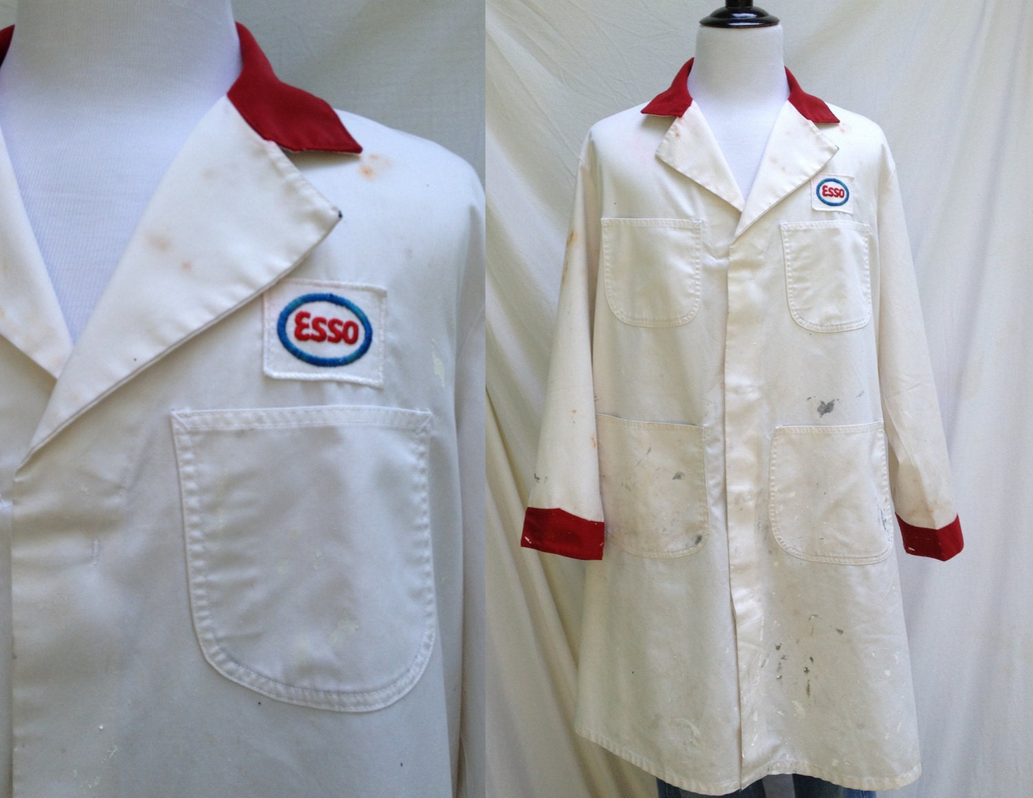 1960s 1970s Vintage Esso Gas Station Shop Coat Jacket from