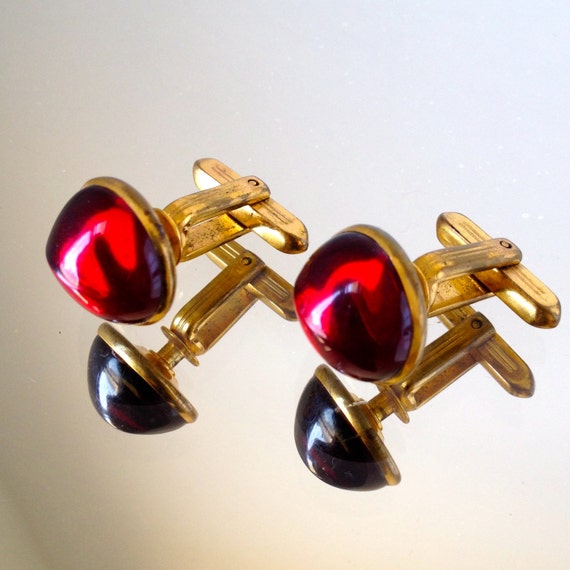 Vintage 50s True Vintage Cufflinks by HICKOK USA Ruby