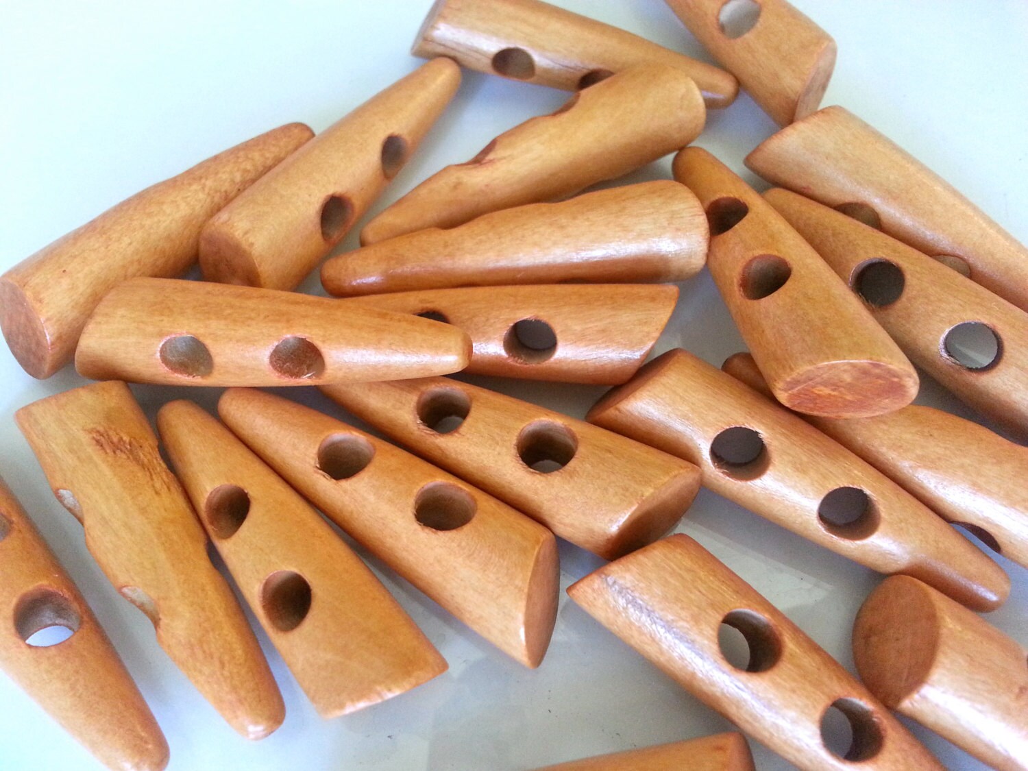 468 or 10 Wood Toggle Buttons 8 or 10 Natural Brown color