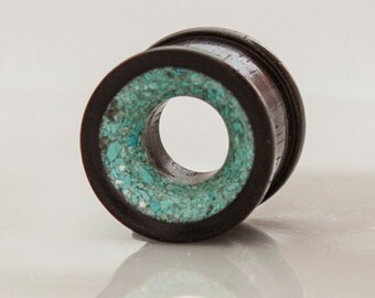 Isha Black Wood Plugs - Ear Plugs - Ear Gauges - Tribal Plugs - Indian Plugs - Piercing Plugs - Gauge Jewelry - Ear Tunnel - Wood Tunnel