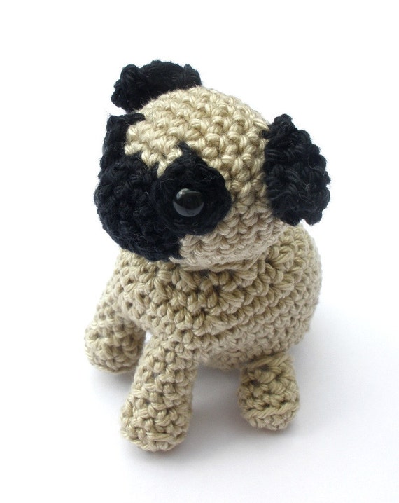 Pug Stuffed Animal, Crochet Pug Dog, Amigurumi Pug
