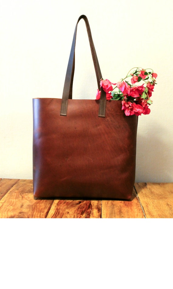 Sale Distressed brown leather tote bag Leather by LimorGalili