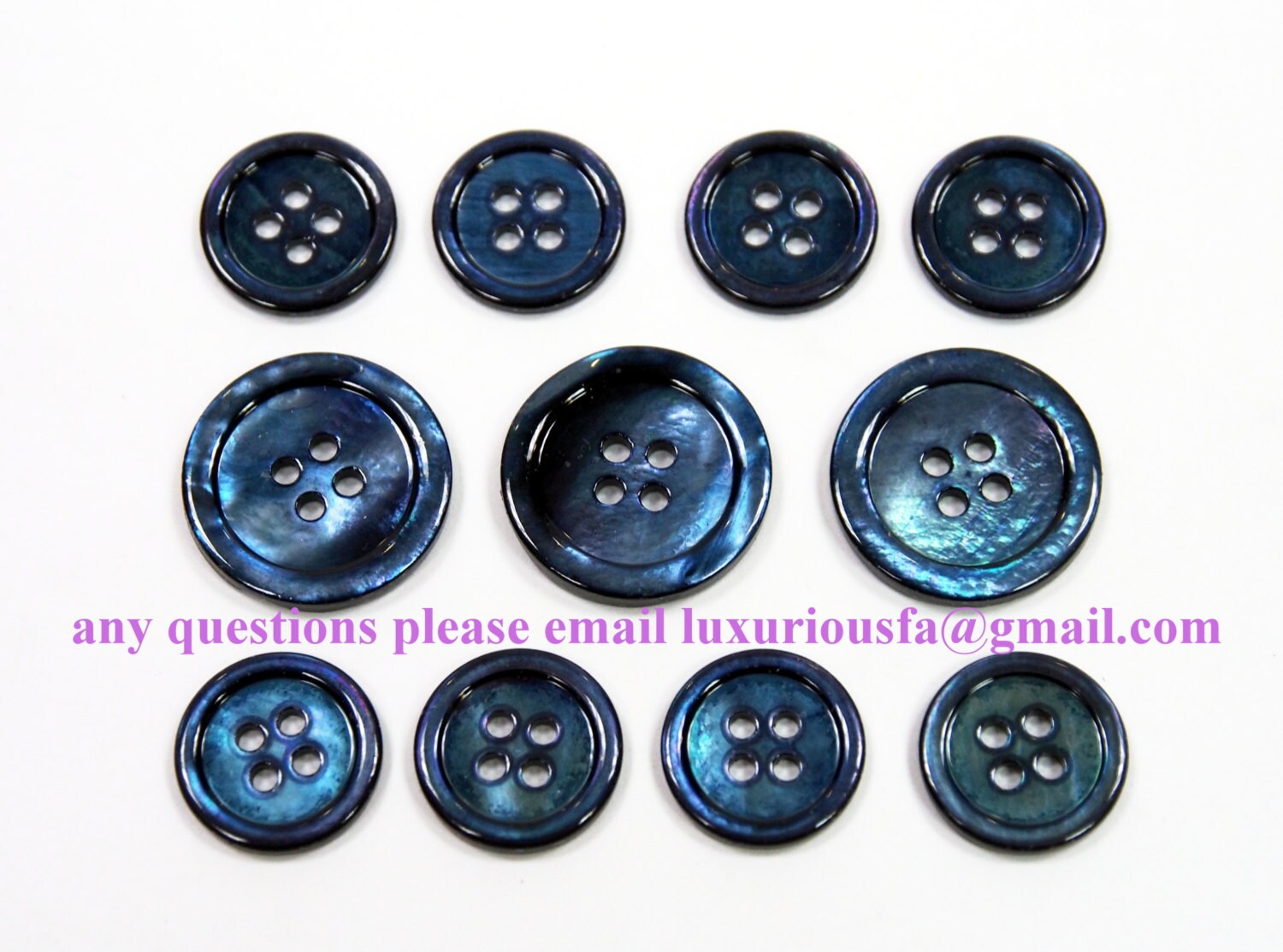 Blue Mother of Pearl Buttons Set for suit jacket blazer or