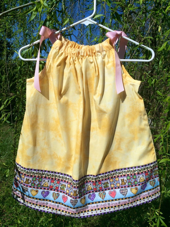 Girls Pillowcase Dress Butter Yellow with by AnjelzfeetDesigns