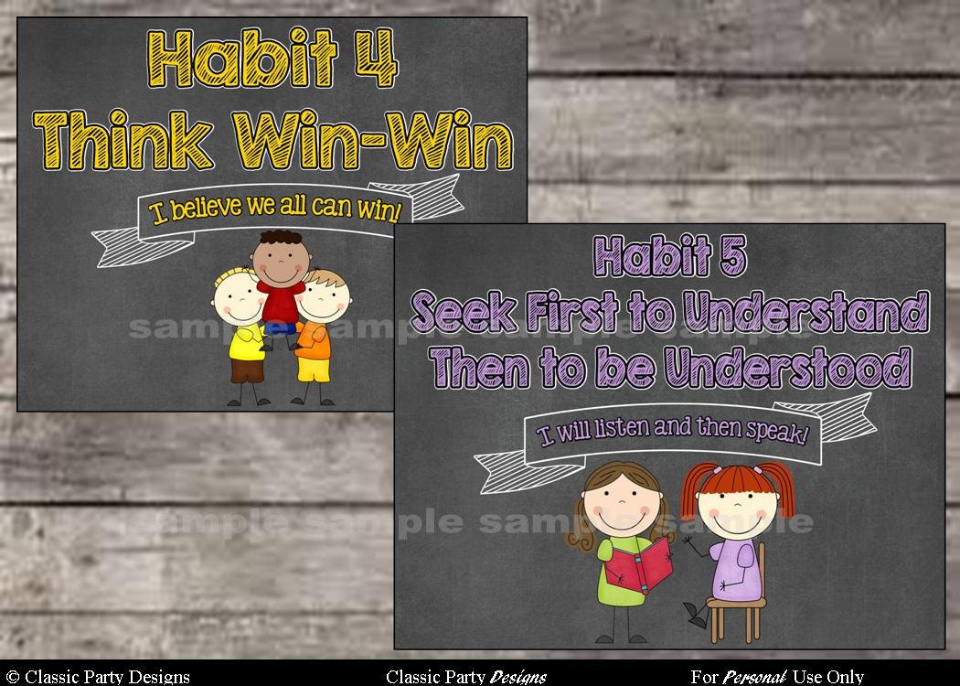 7 Habits Posters for Leader in Me Schools Chalkboard Theme