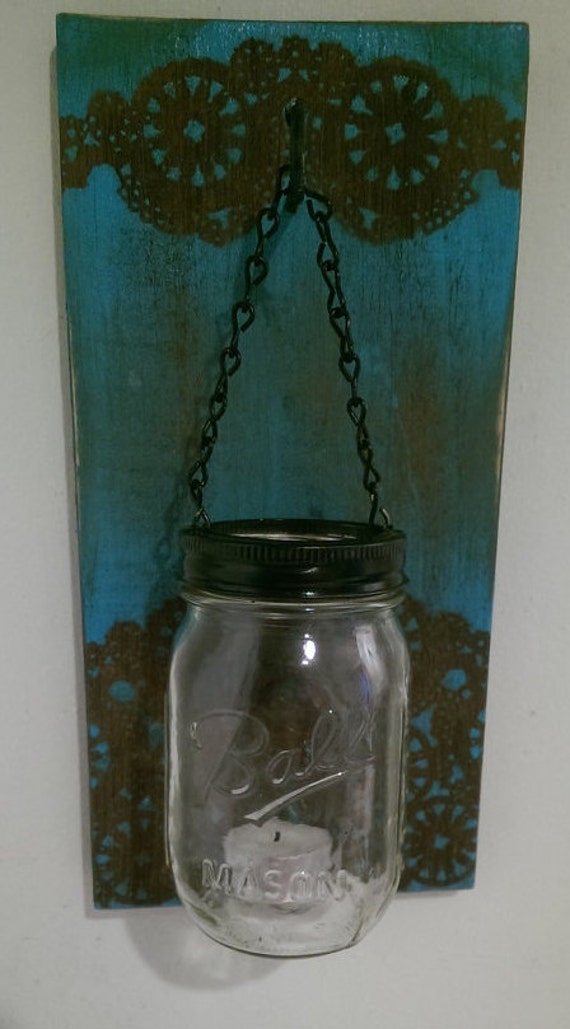 Mason Jar Wall Sconce Candle by FunkyJunktique on Etsy