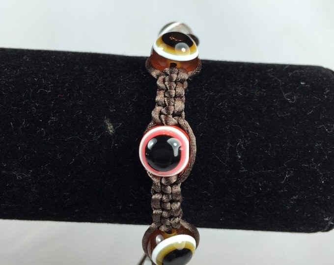 Evil Eye Bracelet |Macrame Bracelet | Brown Macrame Bracelet | Beaded Bracelet | Woven Bracelet | Protection Bracelet | Evil eye jewelry