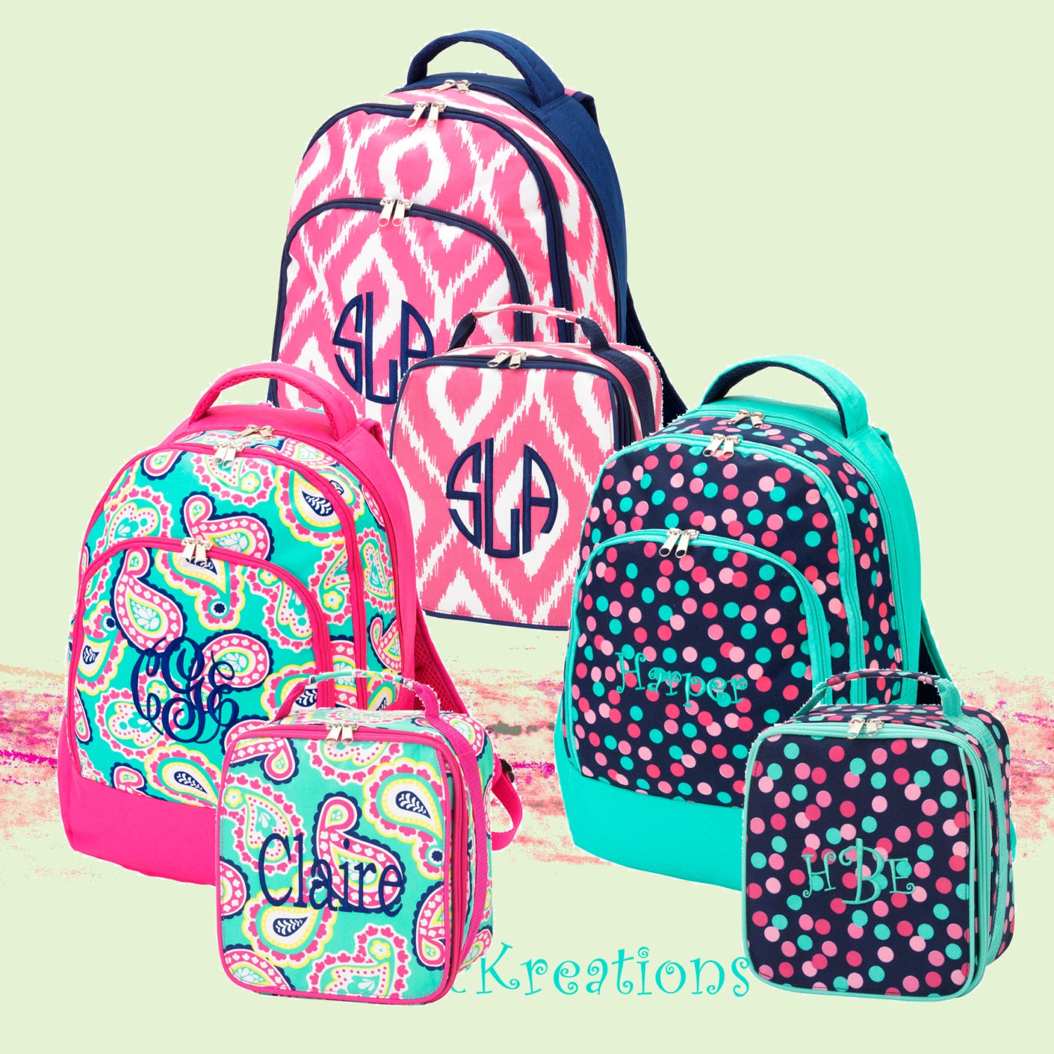 NEW 2015 STYLE Personalized Girls 2 Peice Set Backpack and