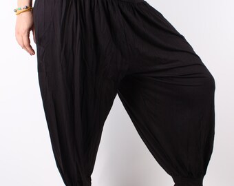 Harem Pants Black Ultra Soft Combed Cotton Women's Harem Pants High Cut Yoga Pants Black Pants Comfy Baggy Pants Beach Women Trousers