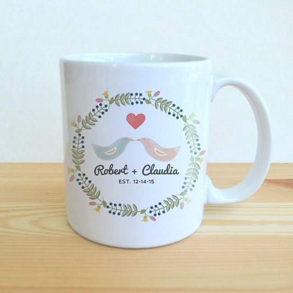 Personalized Wedding Coffee MugBride and Groom MugLove Bird ...