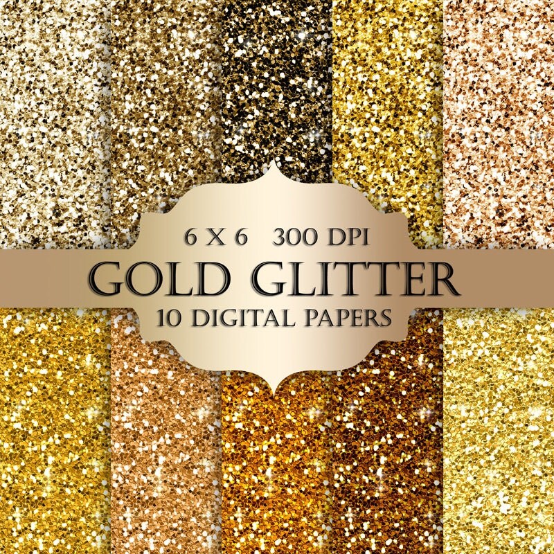 Gold glitter digital paper Glitter gold Scrapbooking