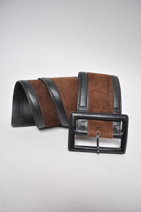 vintage leather belt YVES SAINT LAURENT suede ysl 24 25 26 27