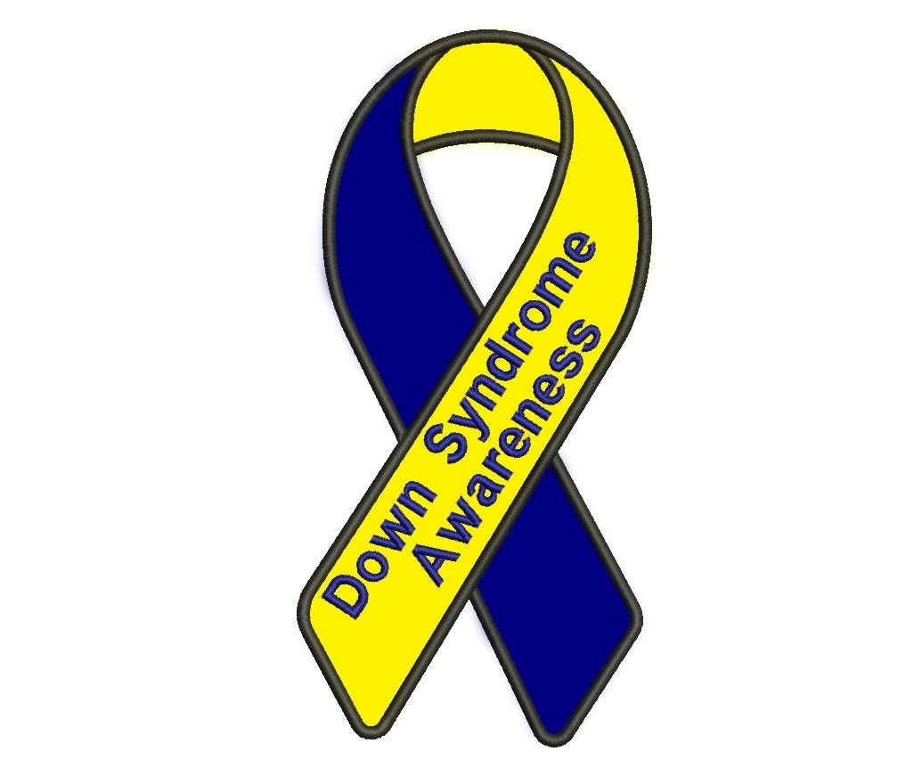 Down Syndrome Awareness Ribbon Applique Machine Embroidery