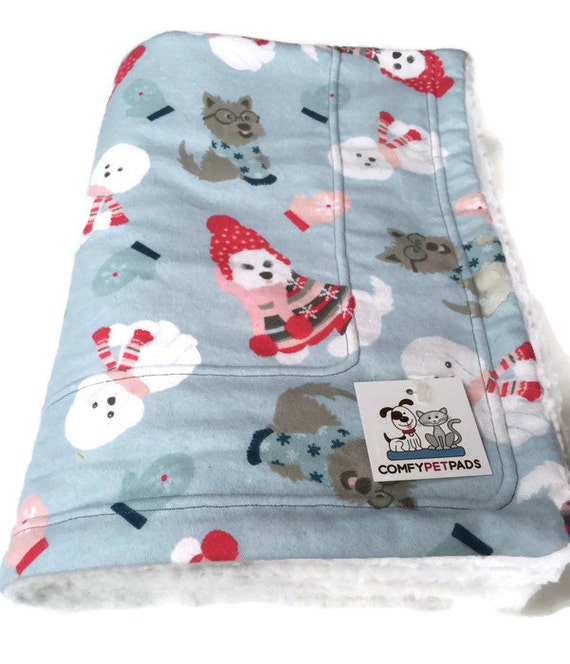 Christmas Blanket Dog Blanket Pet Blanket Blue by ComfyPetPads