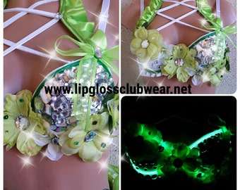 Green Glow in the Dark Rave Bra, Glow in the Dark, Rave Bra, Light up Bra, Light up Top, Light up Clothing, Glow in the dark Top