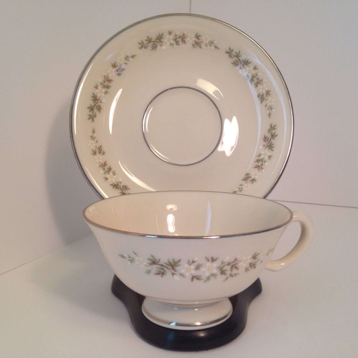 Vintage Lenox Bone China Brookdale Pattern Teacup and Saucer