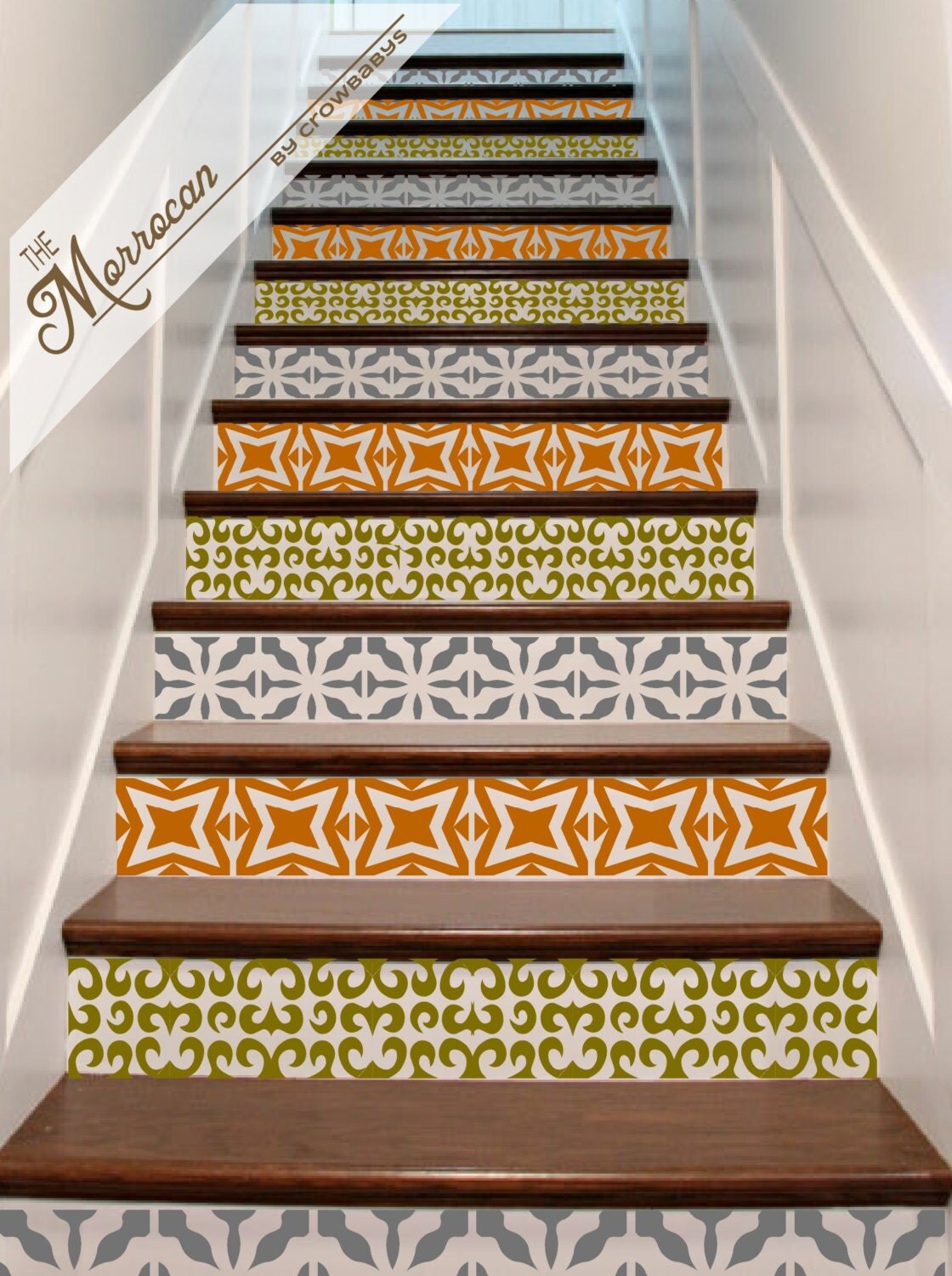 Vinyl Stair Decals Riser 'Tiles' . Staircase Decal by crowbabys