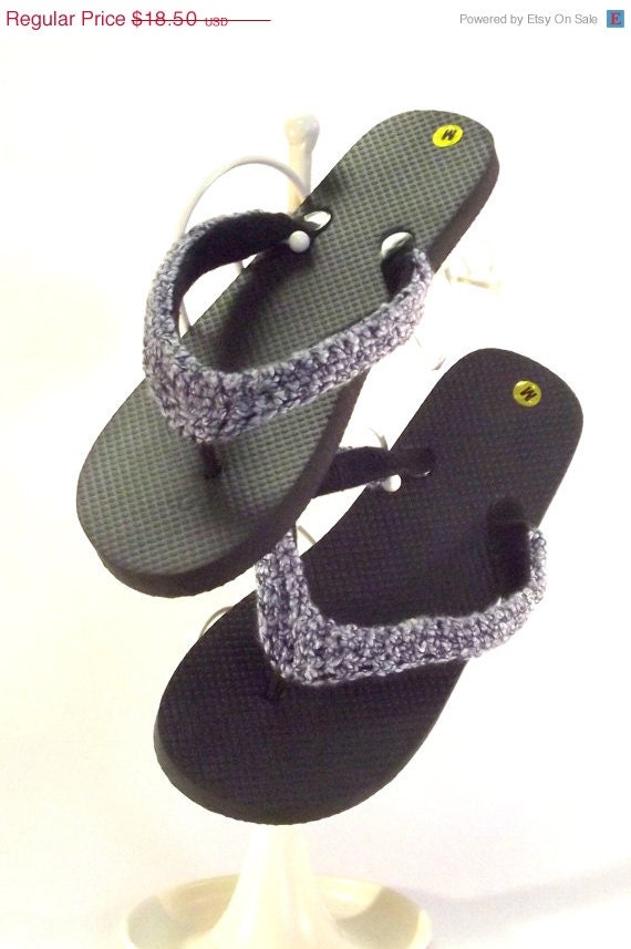 SPRING SALE, Crochet Flip Flops, UNISEX Vacation Wear, Black Gray ...