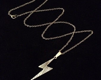 80p UK P&P Handmade lightning bolt necklace 24inch chain harry potter deathly hallows inspired scar pendant silver *UK*Seller!