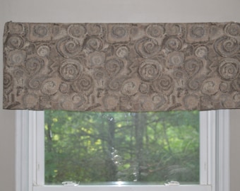 Cornice Valance, Window Treatment, Gray, Brown, Tan Window Valance, Kitchen valance, Nursery Valance, Beach Valance