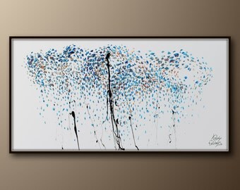 Painting Rain 72" cloud Abstract art painting Original Oil painting on canvas Hand made thick paint Modern Art By Koby Feldmos