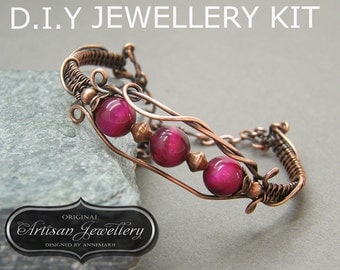 Wire wrapped jewellery making kit ~ Diy jewellery kit ~ Birthday gift ~ Wire wrap tutorial ~ Wire wrapped jewellery tutorial ~ Crafty mom