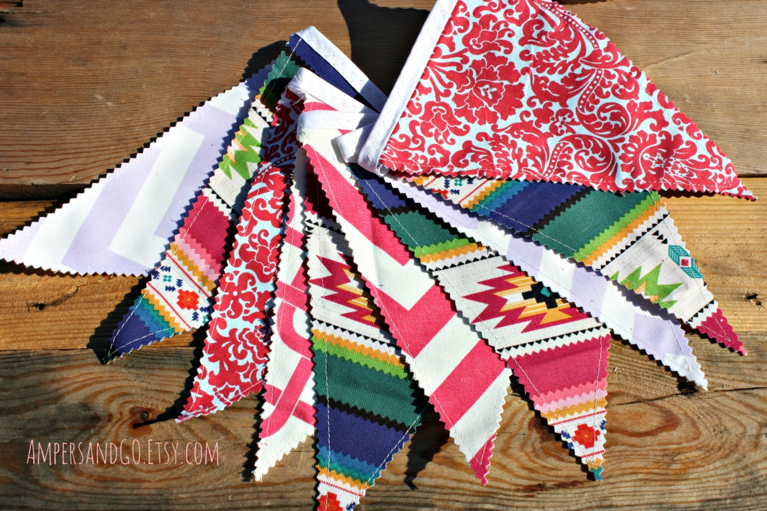 LAST ONE Boho Banner Fabric Bunting Fabric Flag by AmpersandGO