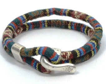 multicolor woven bracelet, green ethnic bracelet, men nautical bracelet, anniversary gifts for men, gifts for boyfriend, beach jewelry