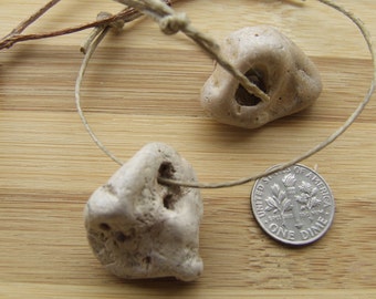 Pair of beach stones with natural holes S0027