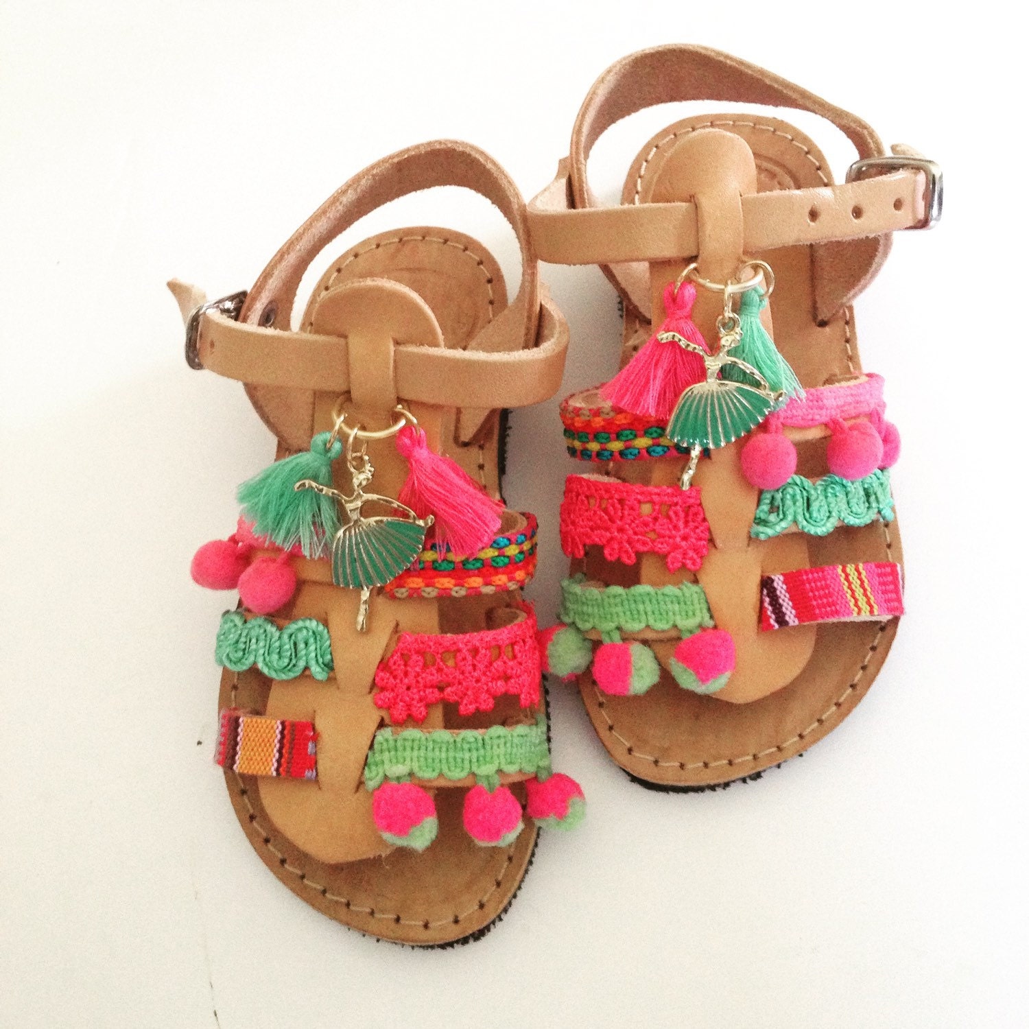 Ethnic baby leather sandals