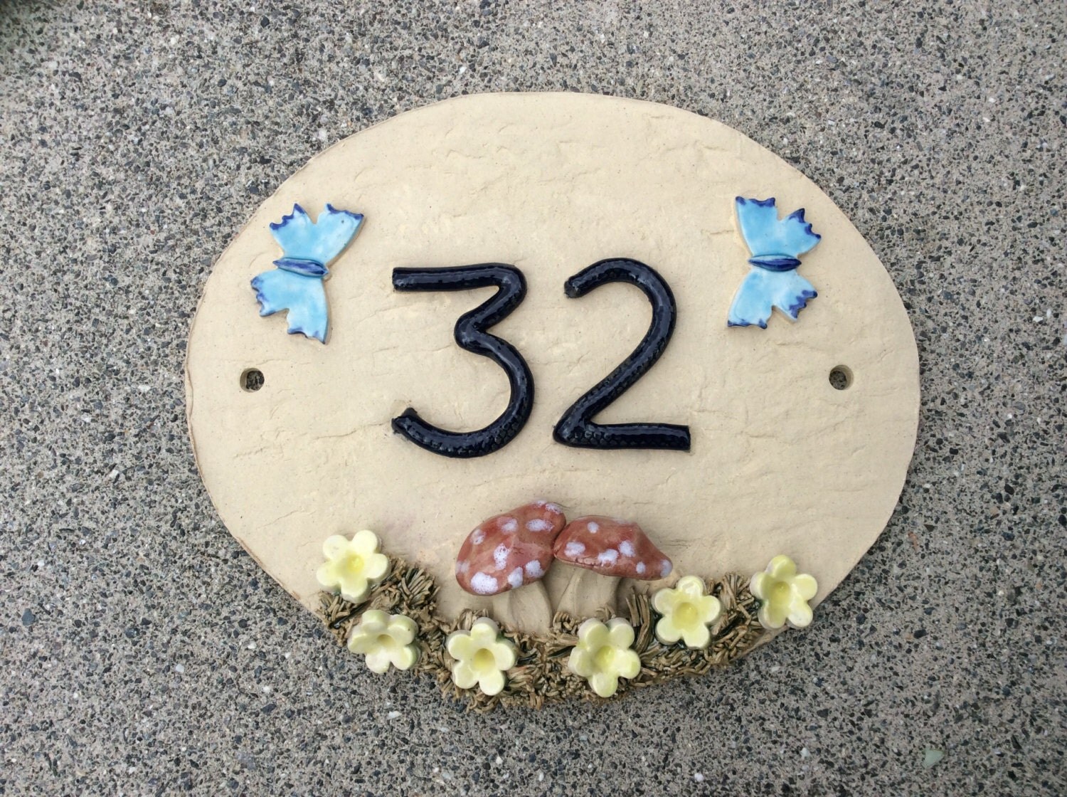 House numbers house number plaque ceramic address by Sallyamoss