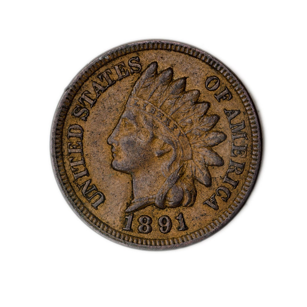 Indian Head Cent Penny 1891 Bn033