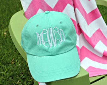 Monogrammed Baseball Cap Monogram Hat with Cool Mesh Lining and Adjustable Leather Strap Bridal party or Big Little gift