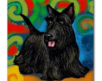 Scottish Terrier Dog Art Ceramic Tile Coaster