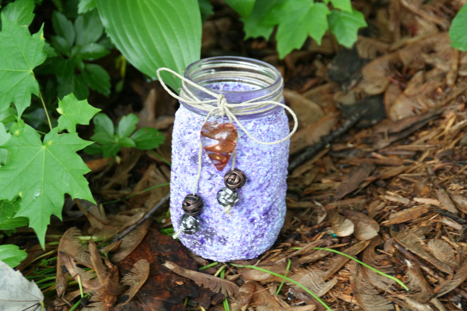Purple Epsom Salt Pint Mason Jar with Jute by Category5Creations