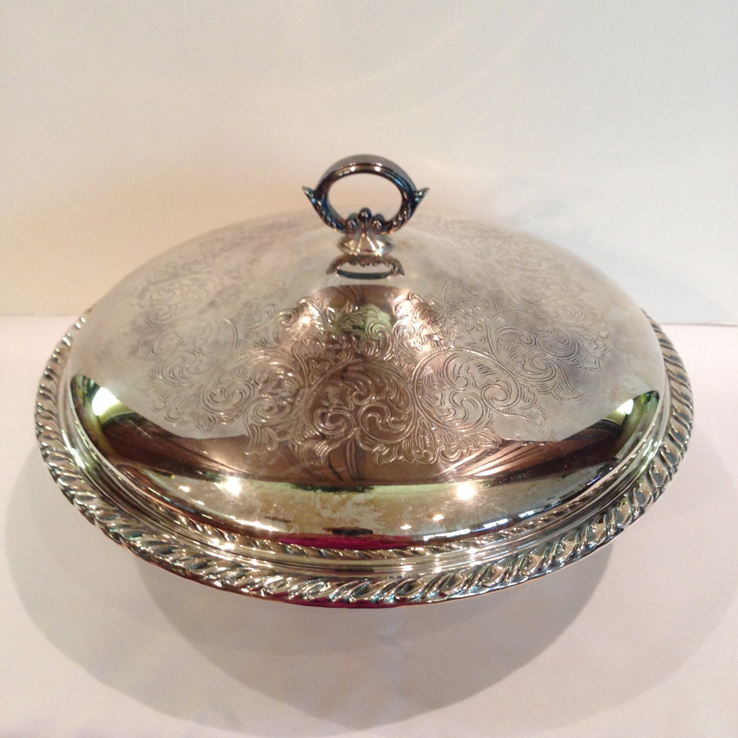 Metal Casserole Holder, Oneida, Glass Pyrex Bowl/Liner, Silverplate, 3