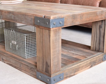 Reclaimed Wood Coffee Table, Fir, Furniture, Living Room, Custom Made, Salvaged Wood, Home Decor, Reclaimed Table, Fathers Day Gift