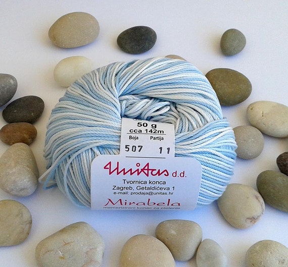 Cotton yarn VARIEGATED LIGHT BLUE 100 by HandmadeMaki on Etsy