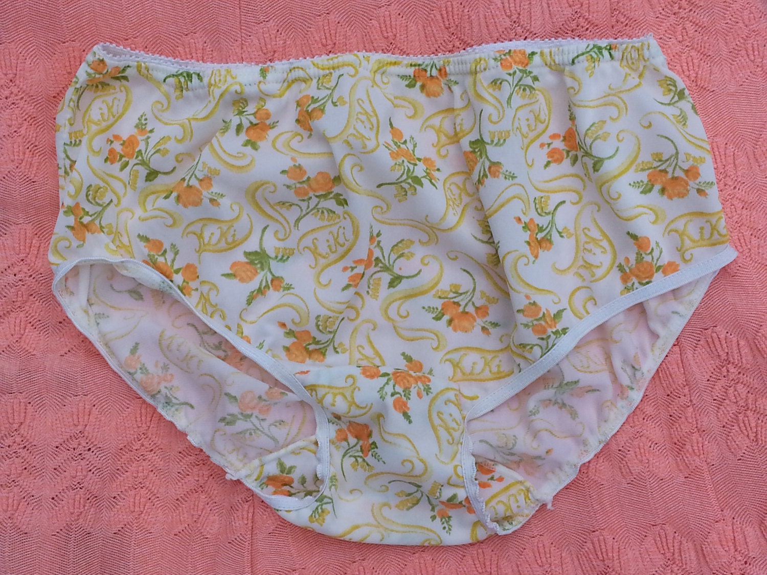 Vintage Panty Floral Print Panties Double Nylon Mushroom