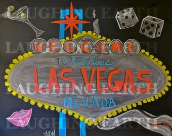 Las Vegas welcome sign done in colored chalk