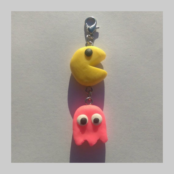 Polymer Clay Pacman and Ghost by AmysPolymerCreations on Etsy