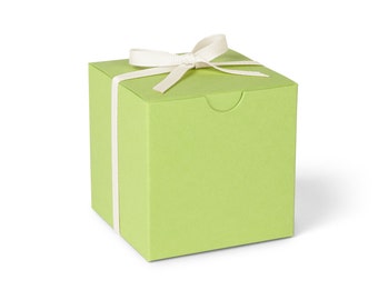 Favor Boxes, Chartreuse with Ivory Ribbon // set of 8